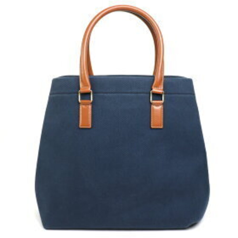 Celine Cabas Canvas Tote Bag Navy Blue Tan - Picture 3 of 7